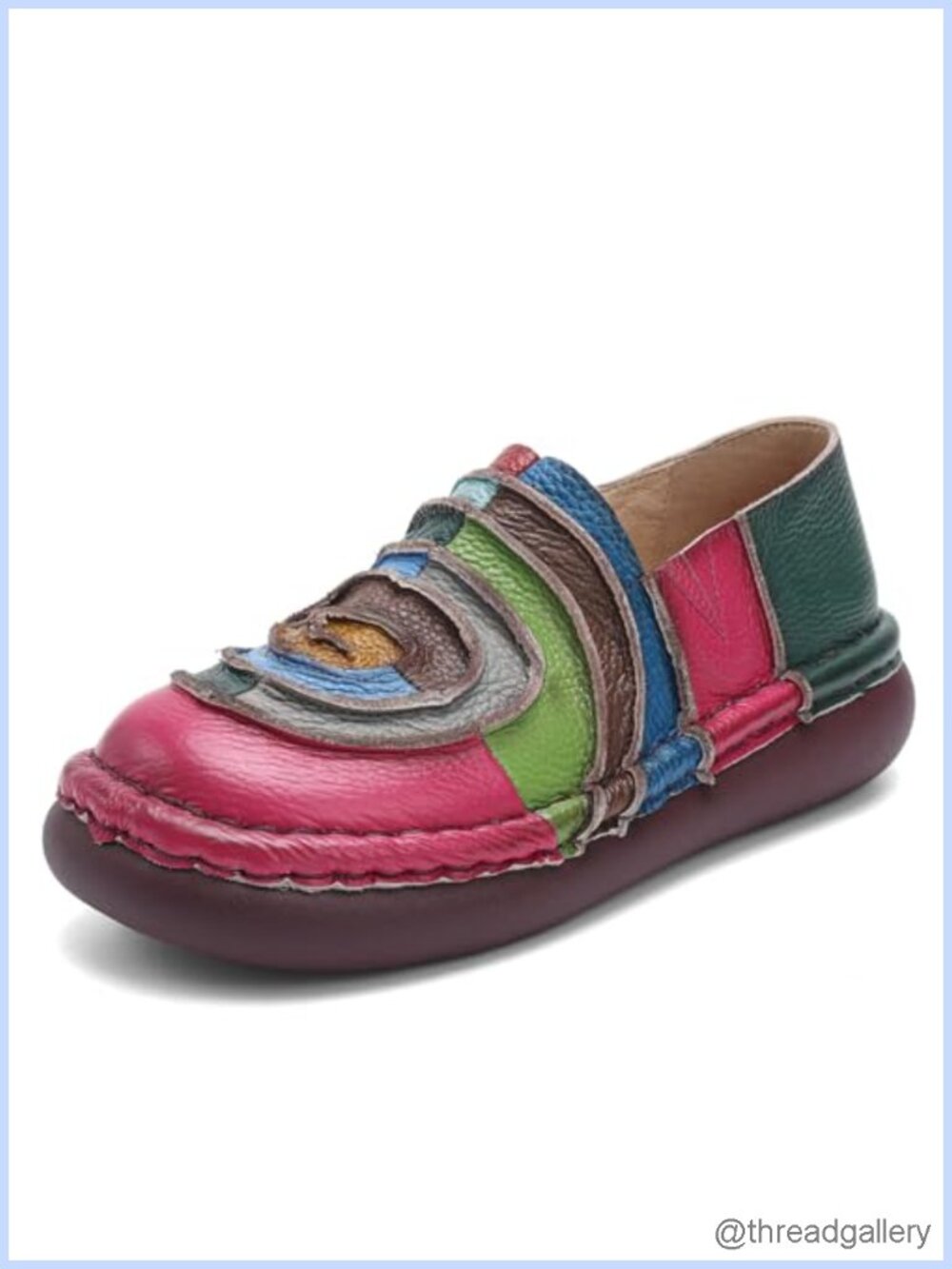 Drikler Women's Leather Loafers Platform Slip-On Round Toe Casual Comfort
